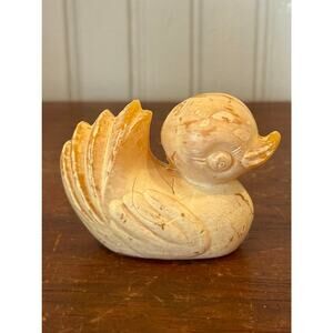 Vintage Yellow Duck Shaped Soap with Cream Patina